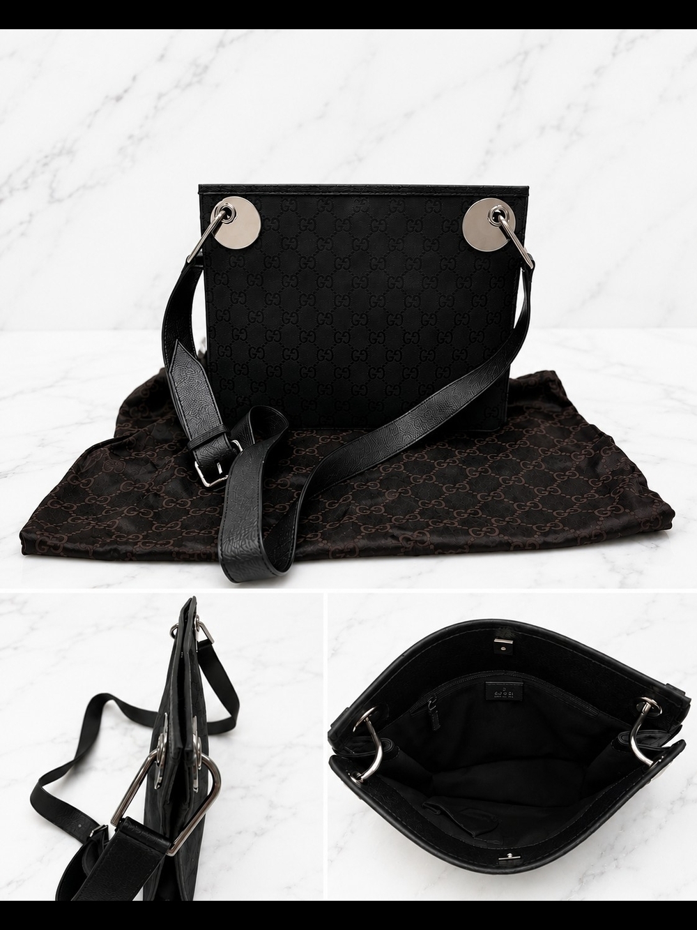 Gucci Black Monogram Crossbody Bag (Unisex)
